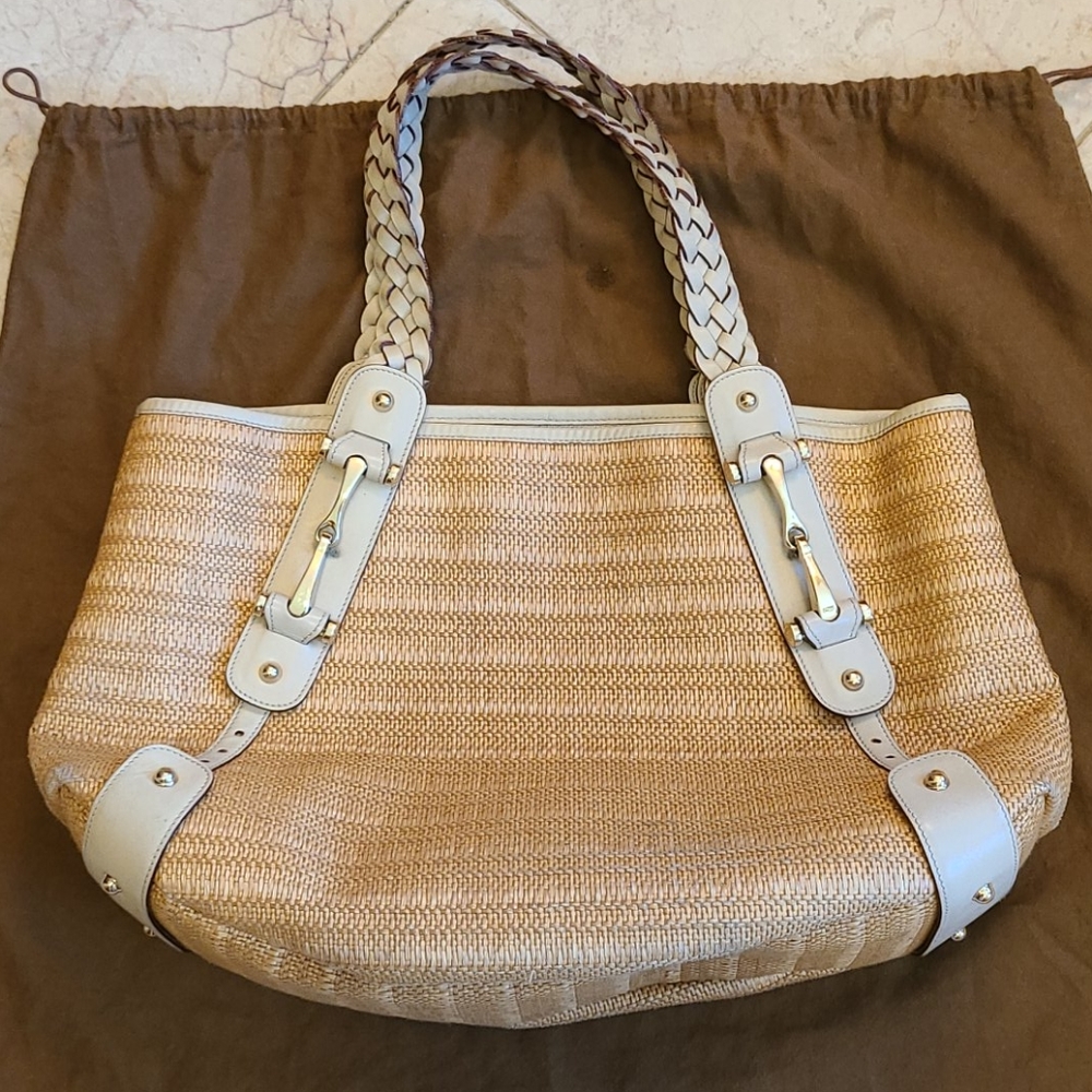 Gucci Pelham Bag Raffia w/ White Gold Horsebit